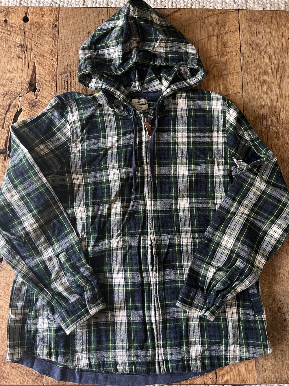 L.L. Bean Flannel Zip-up Hoodie Jacket Coat